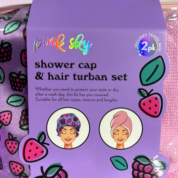 Pink Sky 2 pack Shower Cap and Hair Turban 💦🌸 - Picture 2 of 4